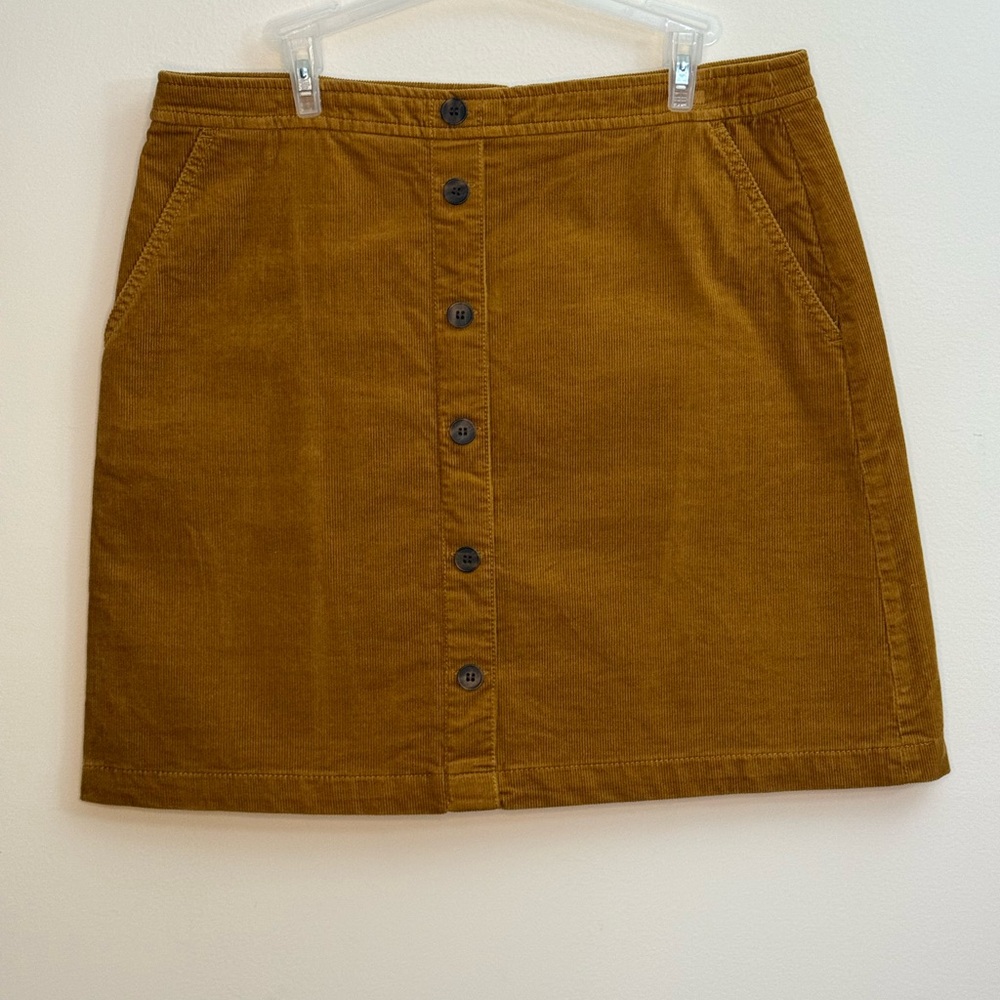 {J. Crew}-Size: 12- Brown Button-Front Corduroy Skirt